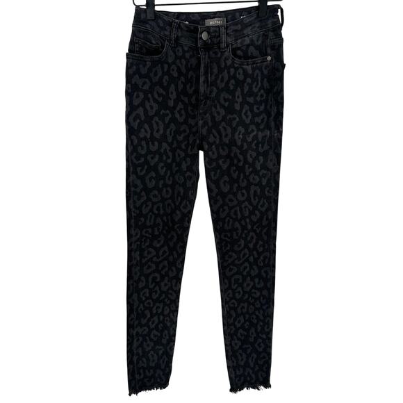 DL1961 Black Farrow Ankle High Rise Instasculpt Skinny Jeans Leopard Print 27 - Picture 1 of 9